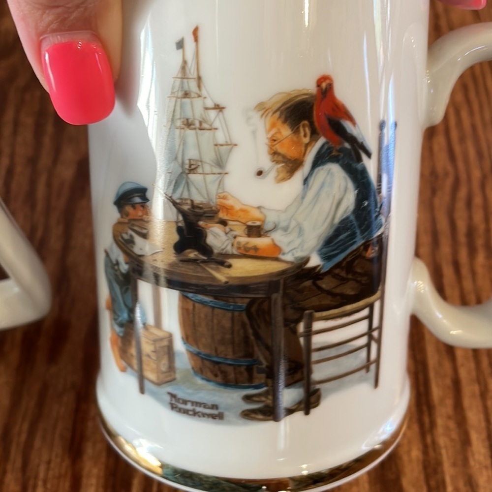 NORMAN ROCKWELL 2 (pair) Mugs. Braving the storm / For a good boy collectibles - Picture 6 of 11
